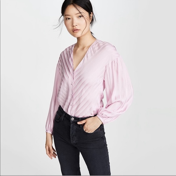 NWT Joie Cadmar Fleur D Lis Silky V Button Blouse - Picture 11 of 13